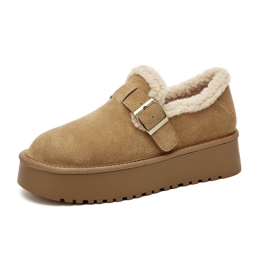 SHOUBA Cow Split Leather Casual Shoes Women's Camel