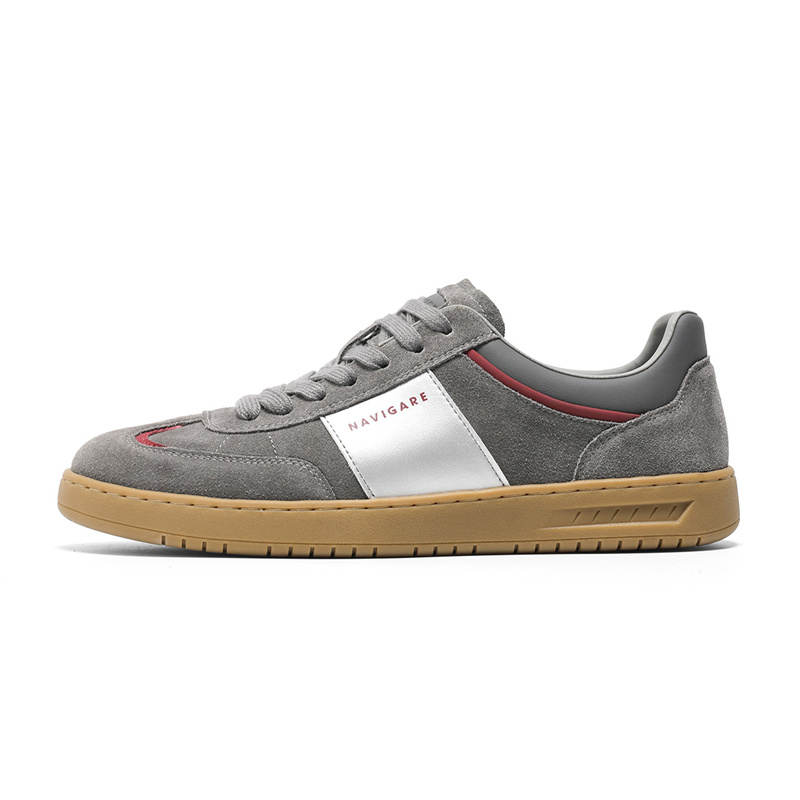 NAVIGARE Small Sailboat Synthetic Leather Height Increasing Height Increasing Skateboard Shoes Men's Gray