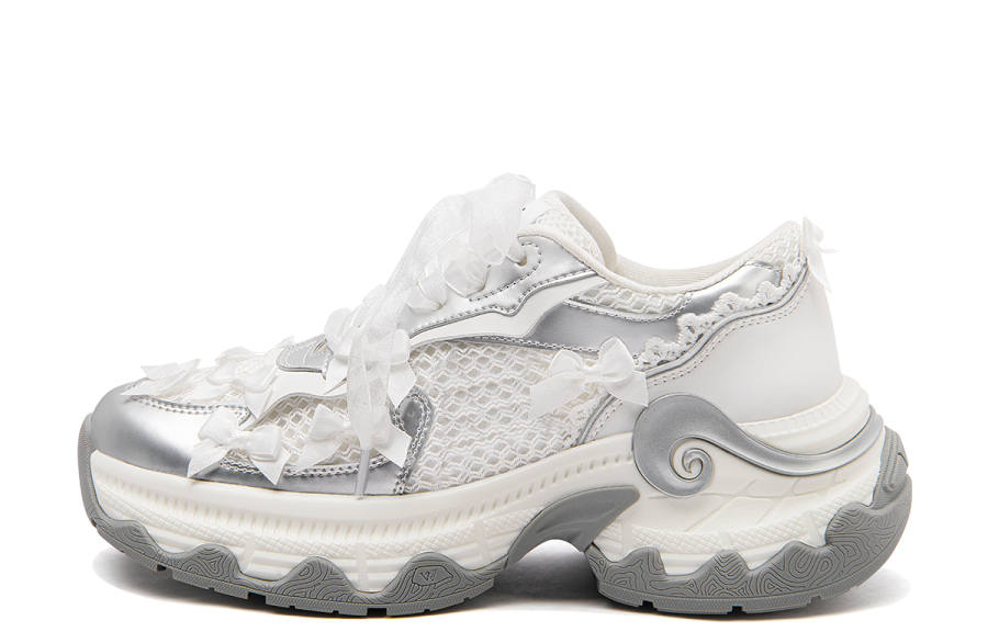 Lily Wei Art Student Low top Chunky Sneakers Women's Silver