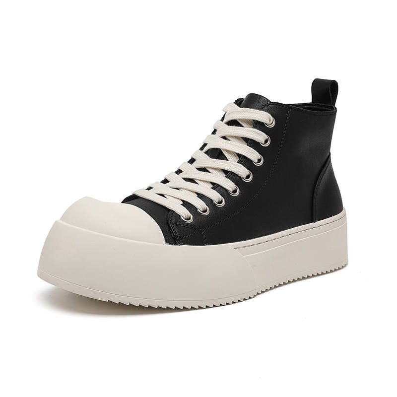 SOBB Microfiber Leather Cushioning Abrasion Resistant Cushioning, Wear Resistant Mid top Skateboard Shoes Men's Black