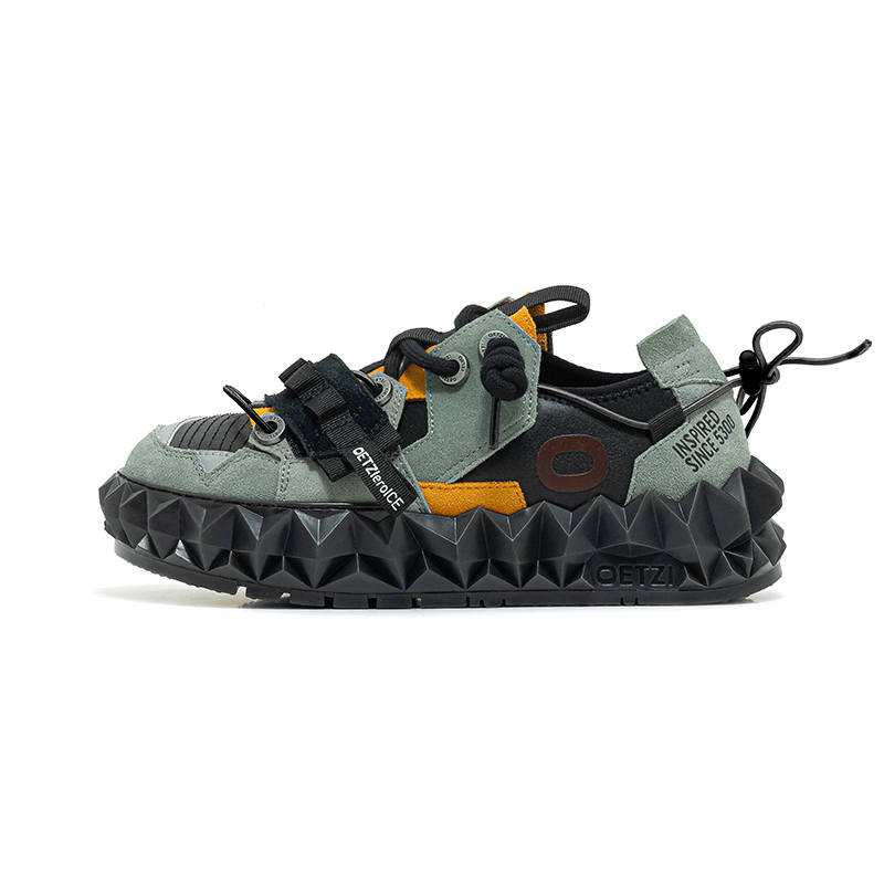 OETZI 5 Skateboard Shoes Unisex Low Top Black Green