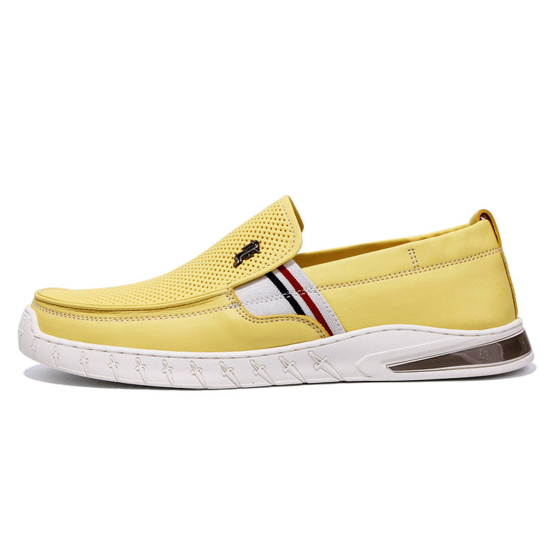 PALMPOLO Top Grain Cow Leather Men's Casual Shoes Men's Yellow