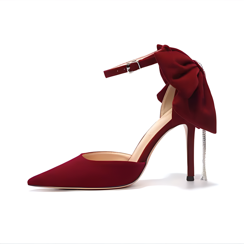Xingdiman Pu Slim Heel High Heels Women's Velvet Red
