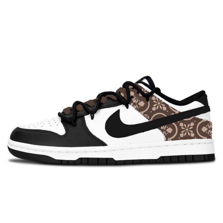 Nike Nike Dunk Black White, Brown Embroidered Elegance Abrasion Resistant Abrasion Resistant Low top Skateboard Shoes Unisex