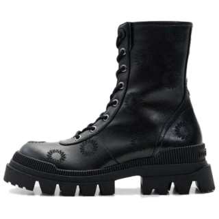 Desigual Short Mid Calf Combat Boots Women's Black