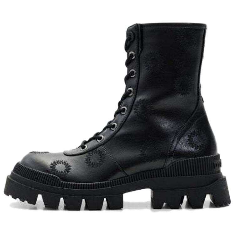 Desigual Short Mid Calf Combat Boots Women's Black