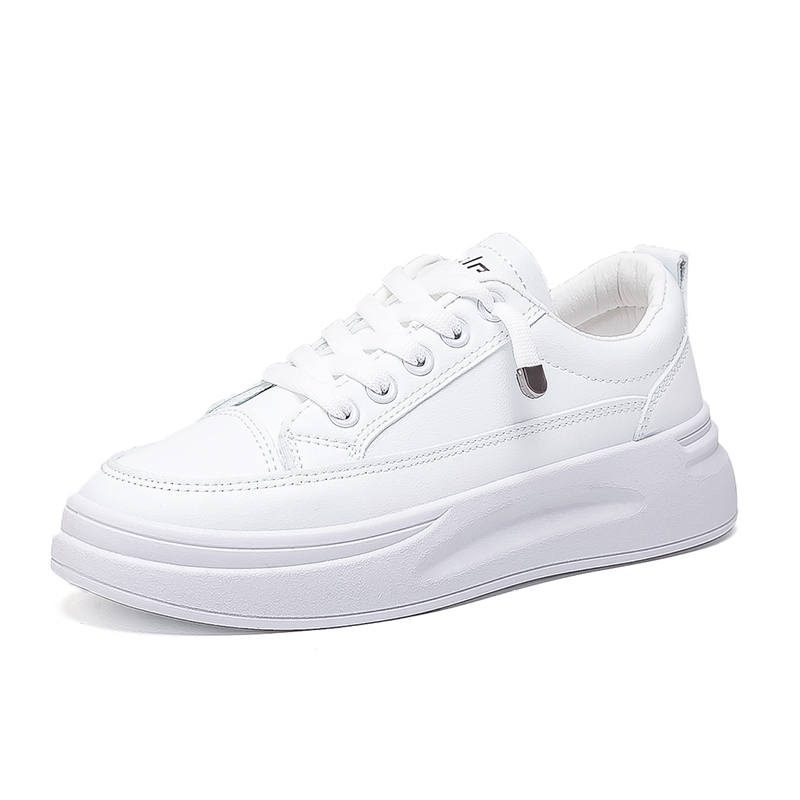 Medd White Sneakers PU Synthetic Leather Lightweight Height Increasing Low top Casual Shoes Women's