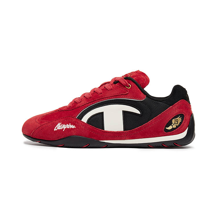Champion Racing Suede Low top Casual Shoes Women's Aurora Red Black