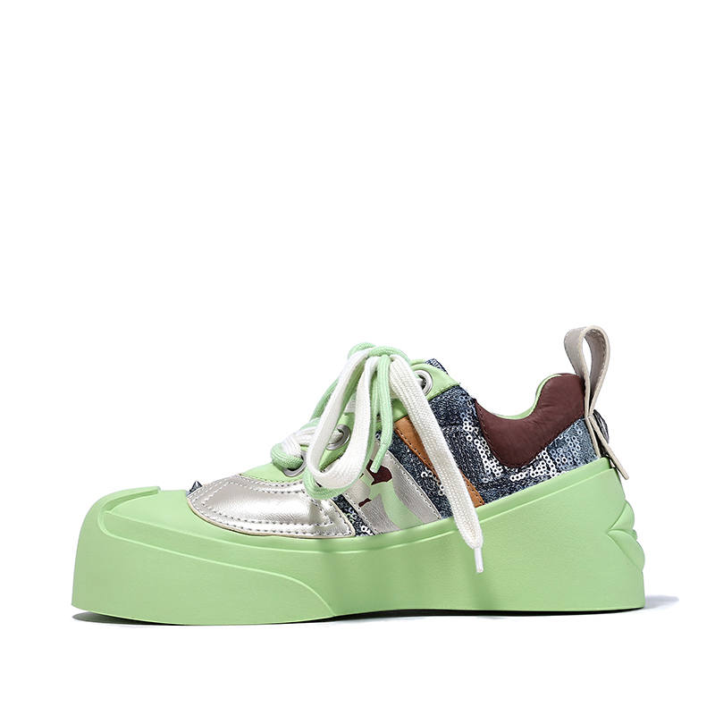 BELLALILY Cow Leather Height Increasing Abrasion Resistant Slip Resistant Low top Skateboard Shoes Women's