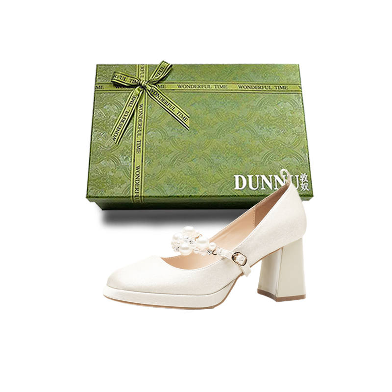 DUNNU Leather High Heels Women's Apricot
