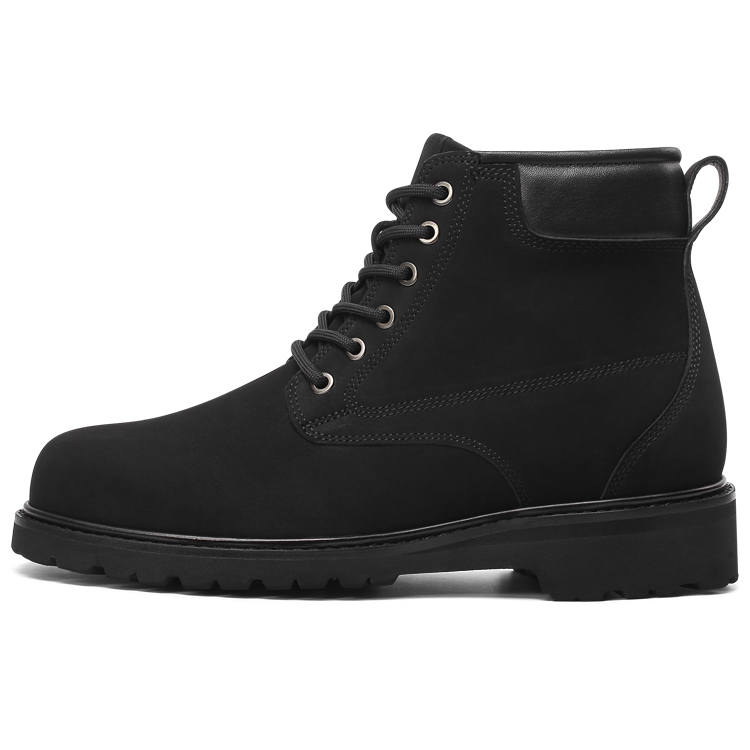 He Jinchang Nubuck Short Combat Boots Men's Knight Black