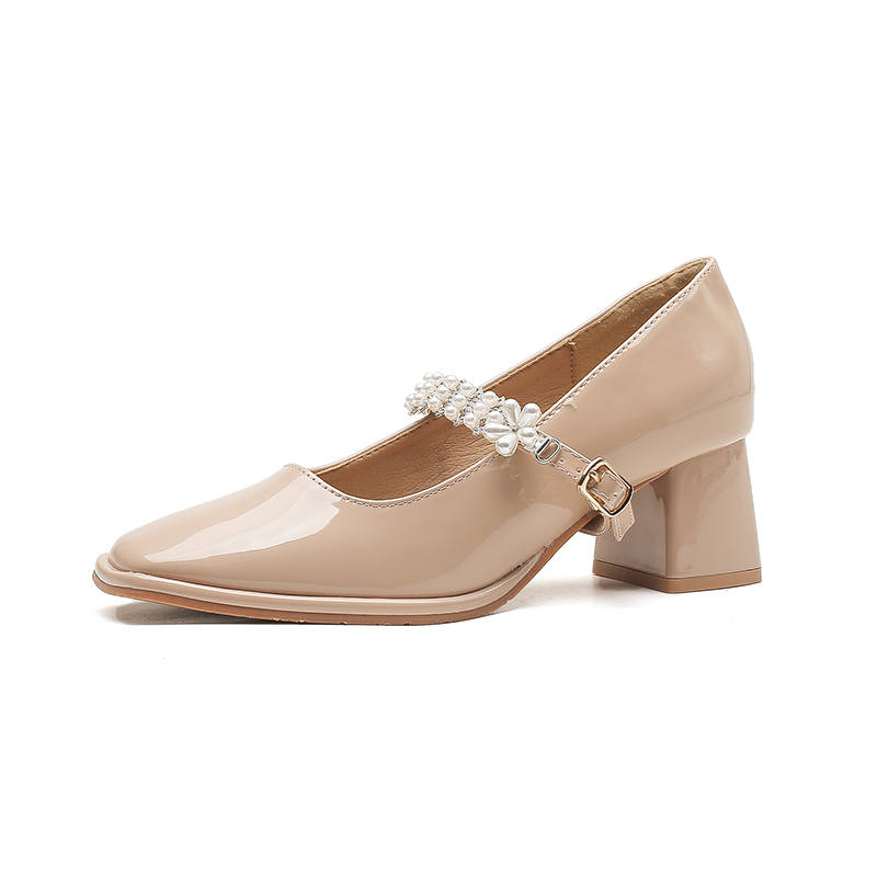 TATAYA Patent Leather Chunky Heel Mary Jane Shoes Women's