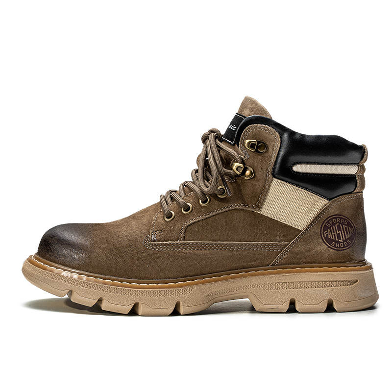 JIETEGONGYANG Top Grain Pig Leather Combat Boots Men's
