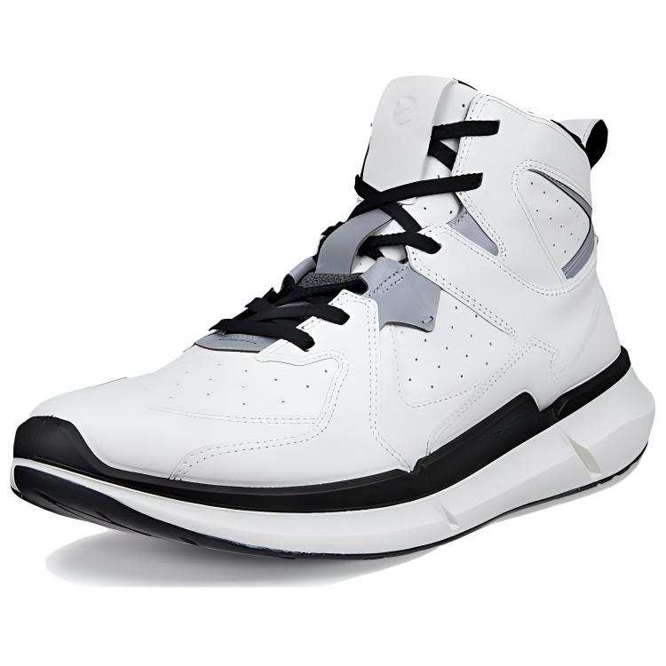 Ecco Cow Leather Abrasion Resistant Abrasion Resistant High top Casual Shoes Men's White