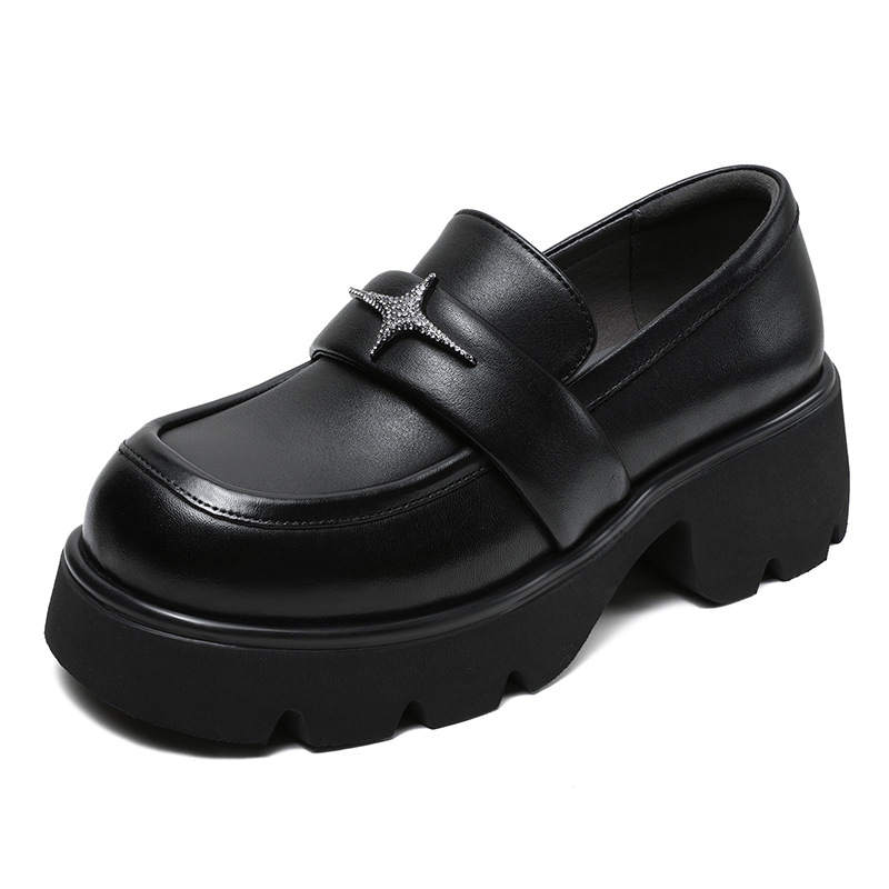 Devanro Devanro Top Grain Cow Leather Loafers 5.5cm Women's