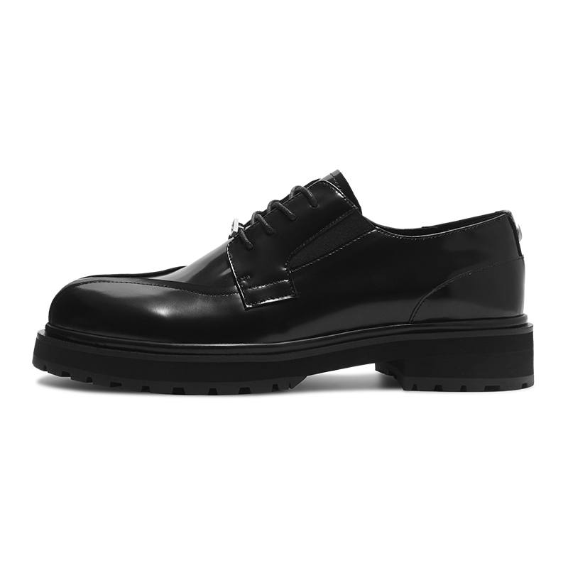 TERRA INCOGNITA Top Grain Cow Leather Casual Leather Shoes Unisex Rock Black