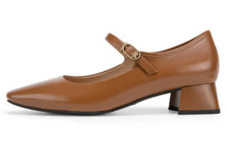 NATURSUN Cow Leather Chunky Heel Mary Jane Shoes Women's