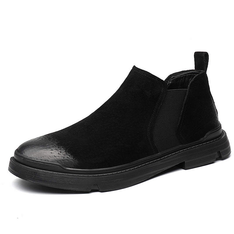LUNMADENG Cow Split Leather Short Chelsea Boots Men's