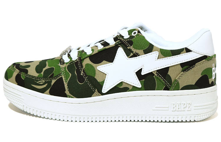 A BATHING APE STA Low top Stylish Skateboarding Shoes Women's Green Camouflage
