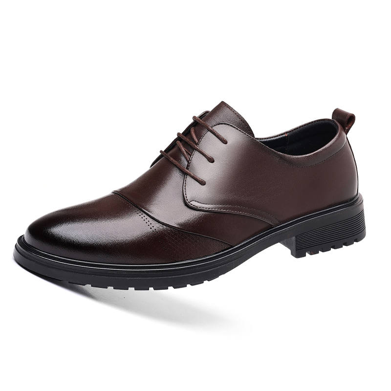 CITONGXIANSHENG Top Grain Cow Leather Casual Shoes Men's Tea Brown