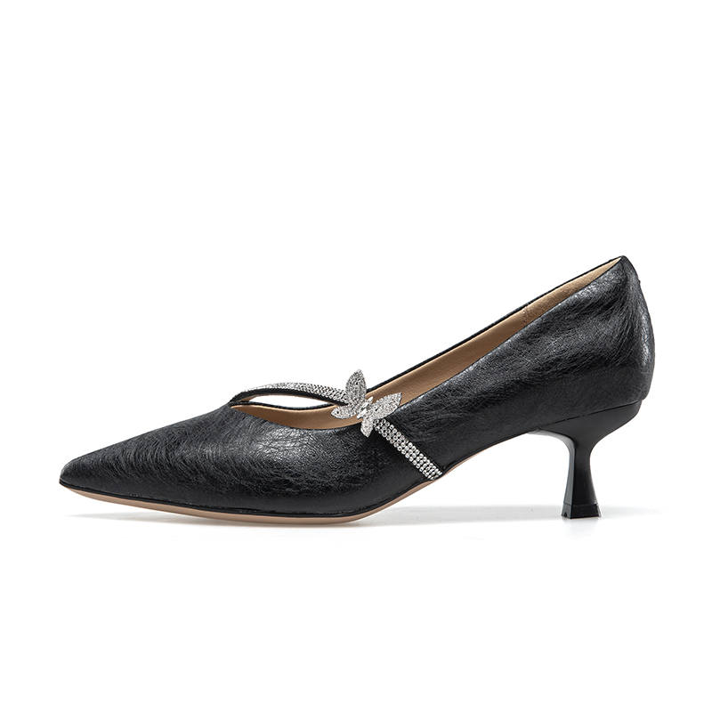 KANGNAI Sheepskin Slim Heel High Heels Women's