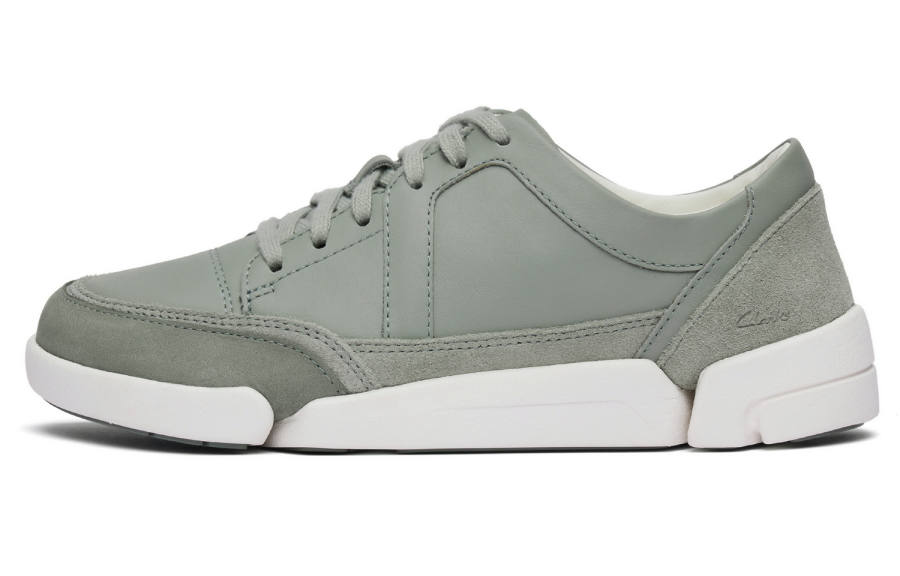 Clarks Cow Split Leather Low top Casual Shoes Women's Green