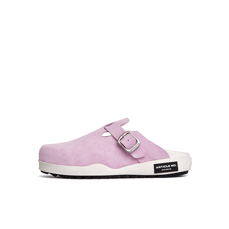ARTICLE NO. ARTICLE NO. Composite Sole Stitching Leather Patchwork Slip Resistant Closed Toe Slippers Women's Ice Cream Pink