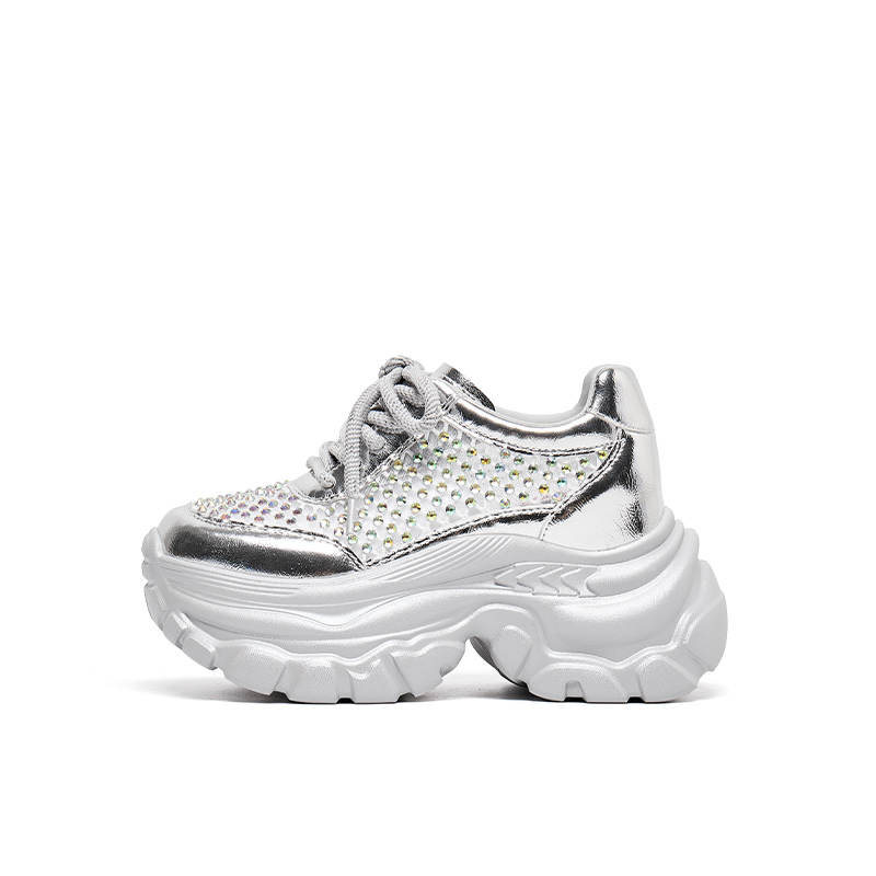 LEE COOPER Textile, Synthetic Leather, Split Cow Leather Height Increasing Low top Chunky Sneakers Women's