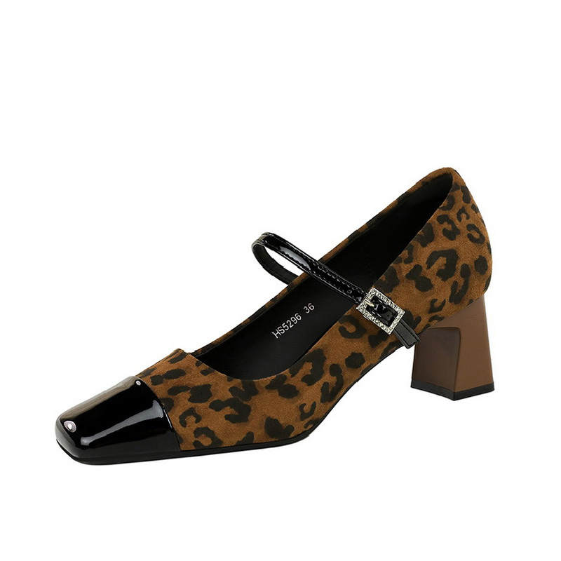 BIGTREE BIGTREE High Heels Women's Leopard Print/Black/Dark Brown/Ancora Red