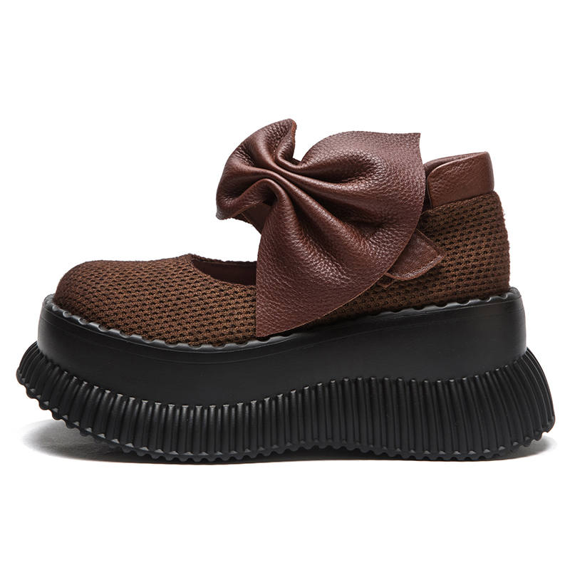 JIEZHOU Top Grain Cow Leather Platform Mary Jane Shoes 7cm Women's