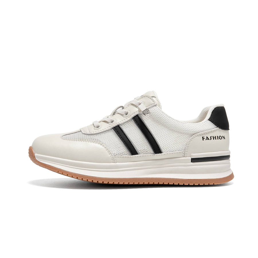 Spider King Cow Split Leather Low top Casual Shoes Women's Ecru