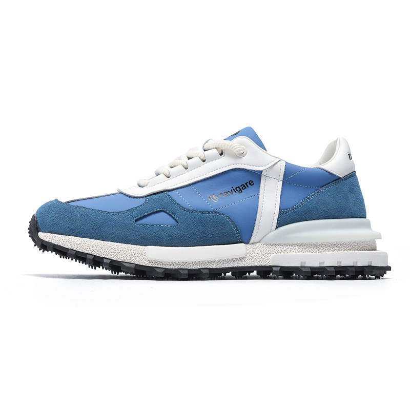 NAVIGARE Microfiber Leather Low top Casual Shoes Men's White Blue