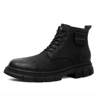 DILIKAN Cow Split Leather Short Combat Boots Men's