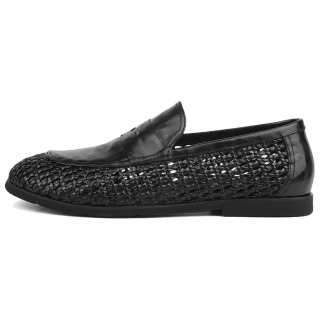 NIUHAN Top Grain Cow Leather Casual Shoes Men's Black