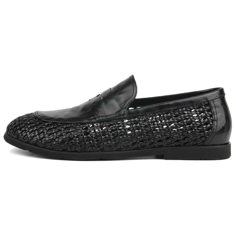 NIUHAN Top Grain Cow Leather Casual Shoes Men's Black