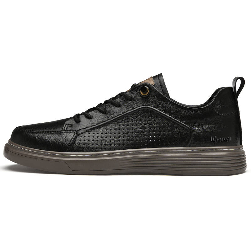 WENNAI Cow Leather Casual Shoes Men's Black