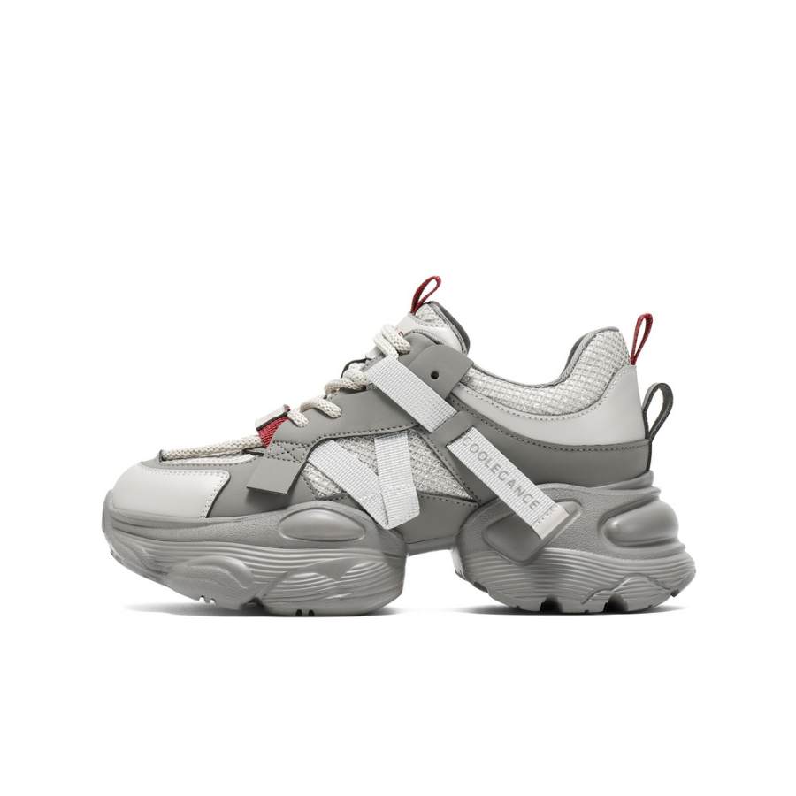 BELLE Fabric Height Increasing Low top Chunky Sneakers Women's Gray