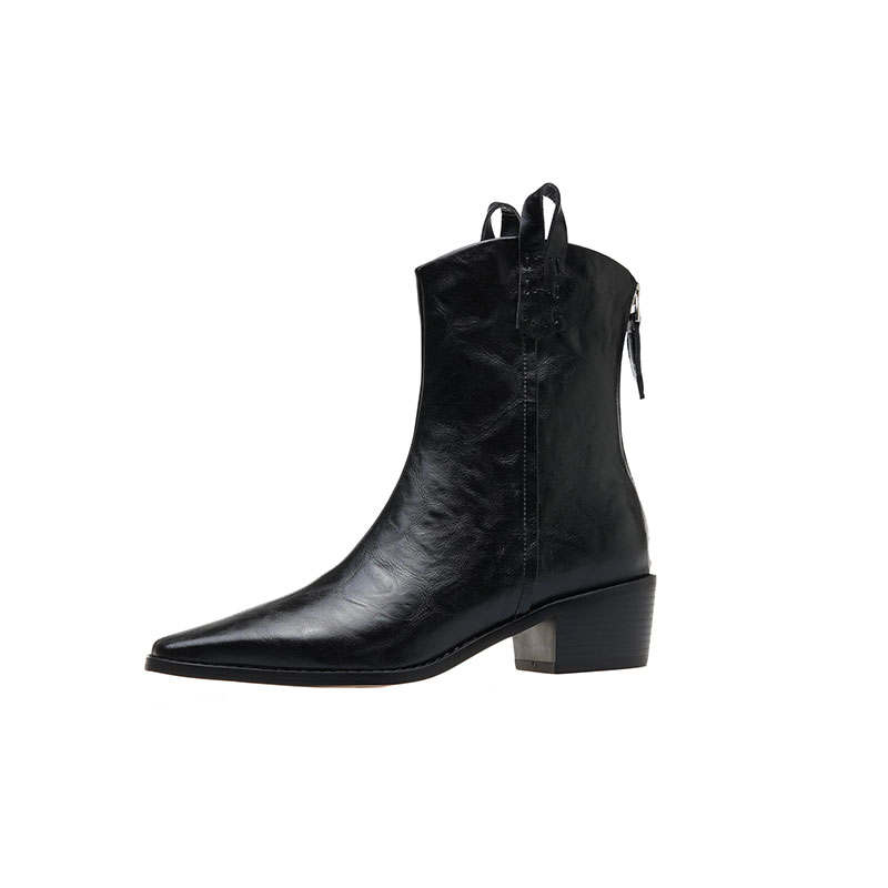 Echo&yolo Cow Leather Ankle Boots 4.5cm Women's