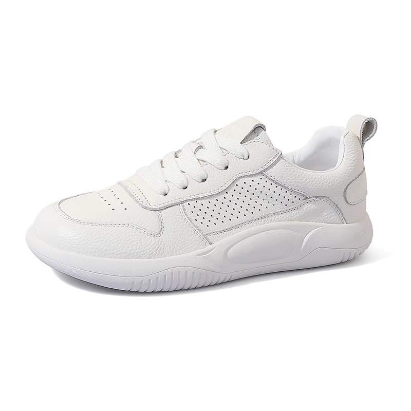 BANGQIAO Cow Leather Low top Skateboard Shoes Women's White
