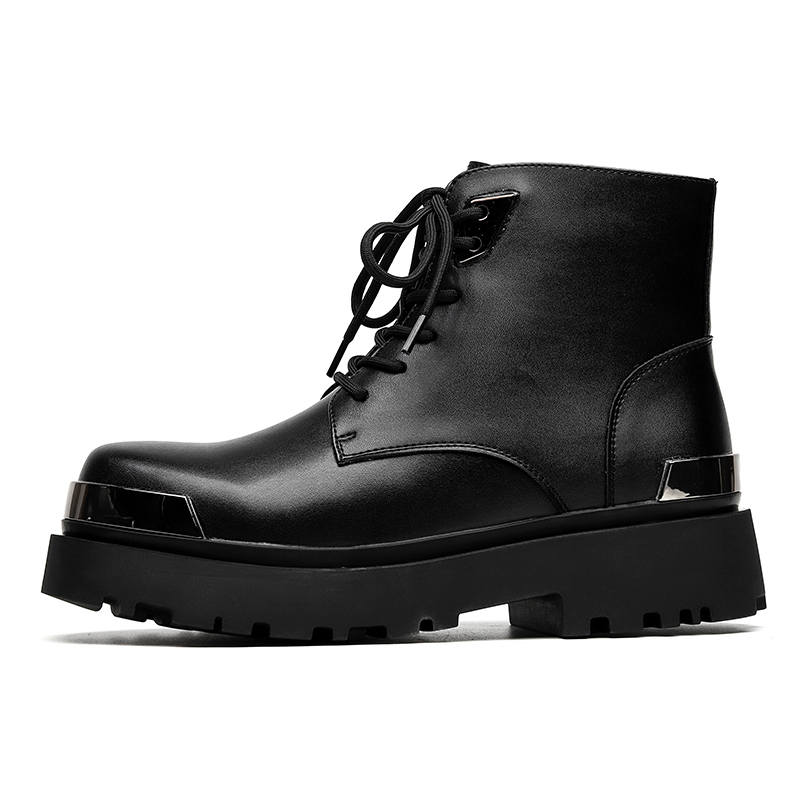 PINYI PINYI Microfiber Leather Crew Combat Boots Men's Black