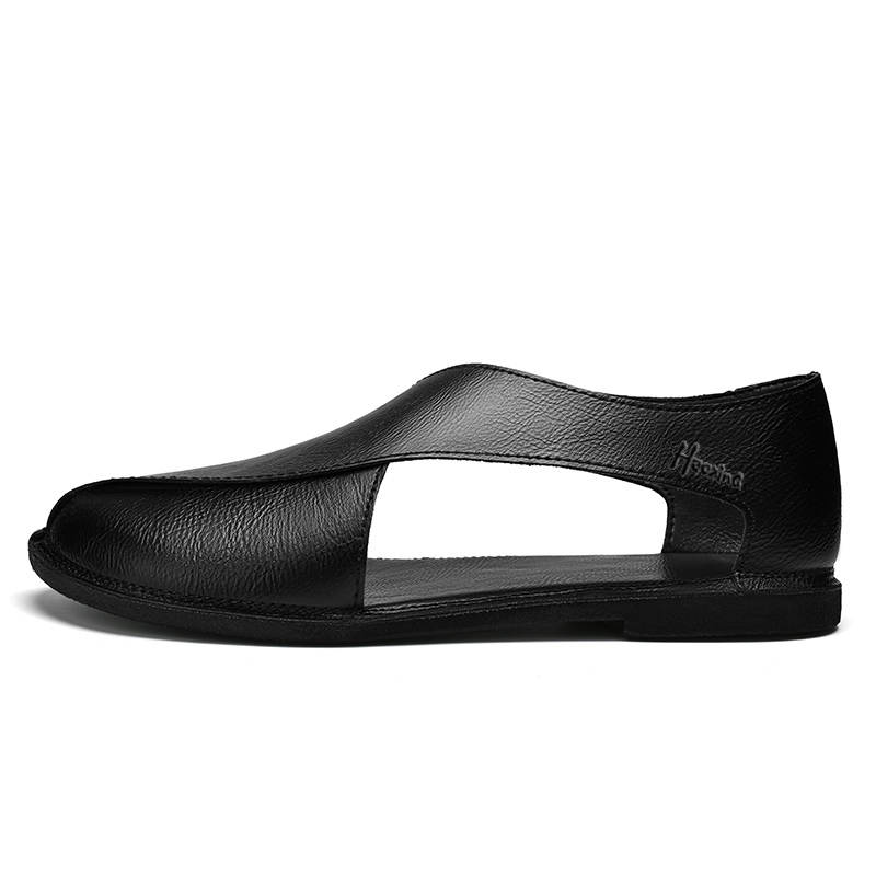 HAOXING Cow Split Leather Beach Sandals Men's