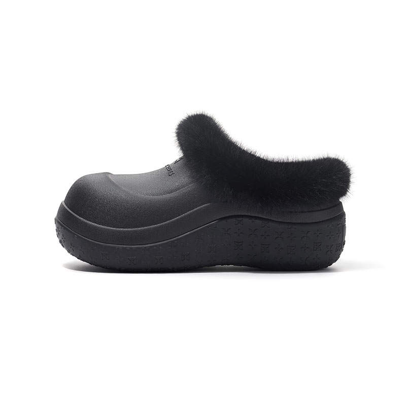TRAPAR WAVES Rubber Sole Quiet Closed Toe Slippers Women's Black