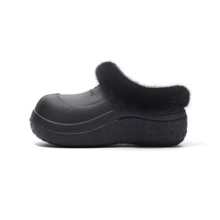 TRAPAR WAVES Rubber Sole Quiet Closed Toe Slippers Women's Black