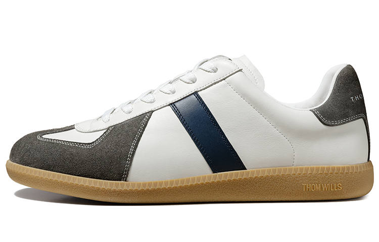 THOM WILLS Vintage Trendy Casual Versatile German Army Trainers Low top Skateboard Shoes Men's Dark Gray White