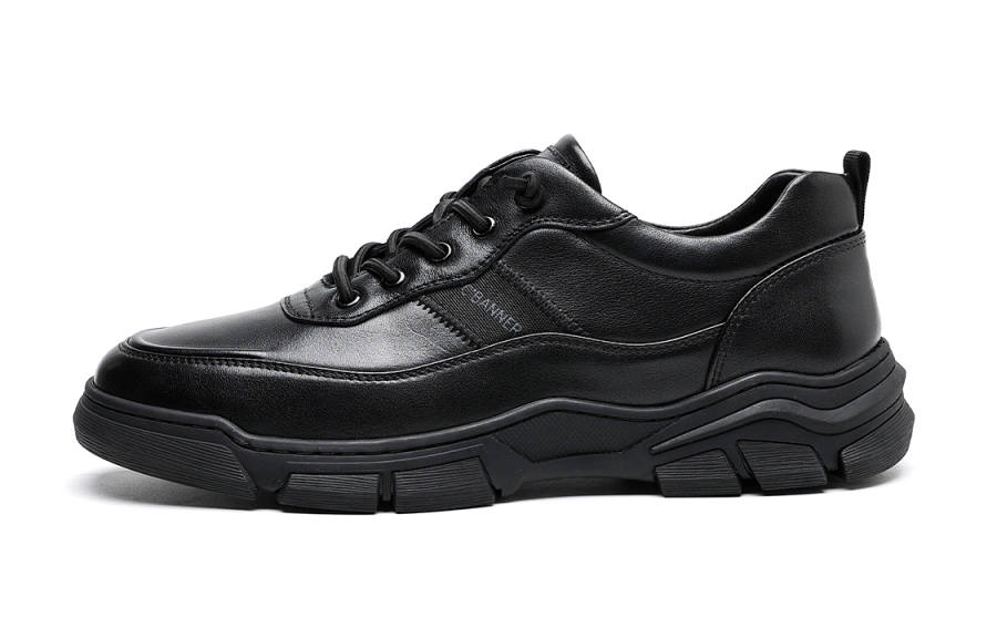 C°BANNER Casual Leather Shoes Men's Low Top Black