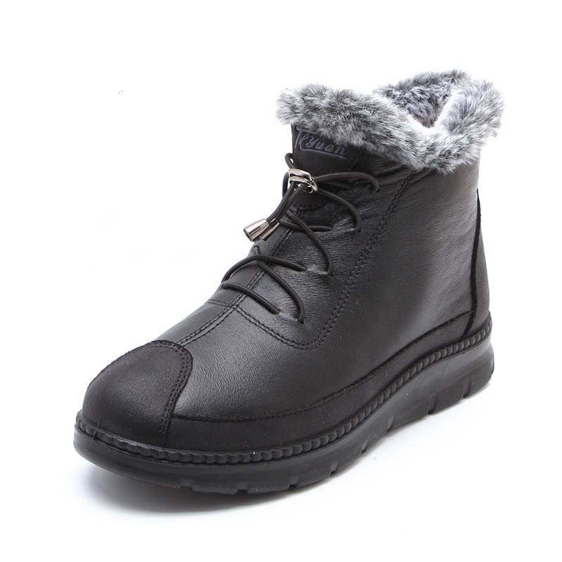 TAIHEYUAN Elderly Slip Resistant Fleece Lined, Thermal Abrasion Resistant Casual Shoes Women's Black