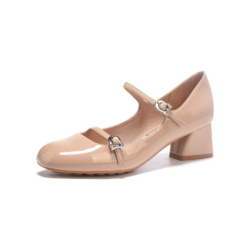 TATAYA Microfiber Leather Chunky Heel Mary Jane Shoes Women's