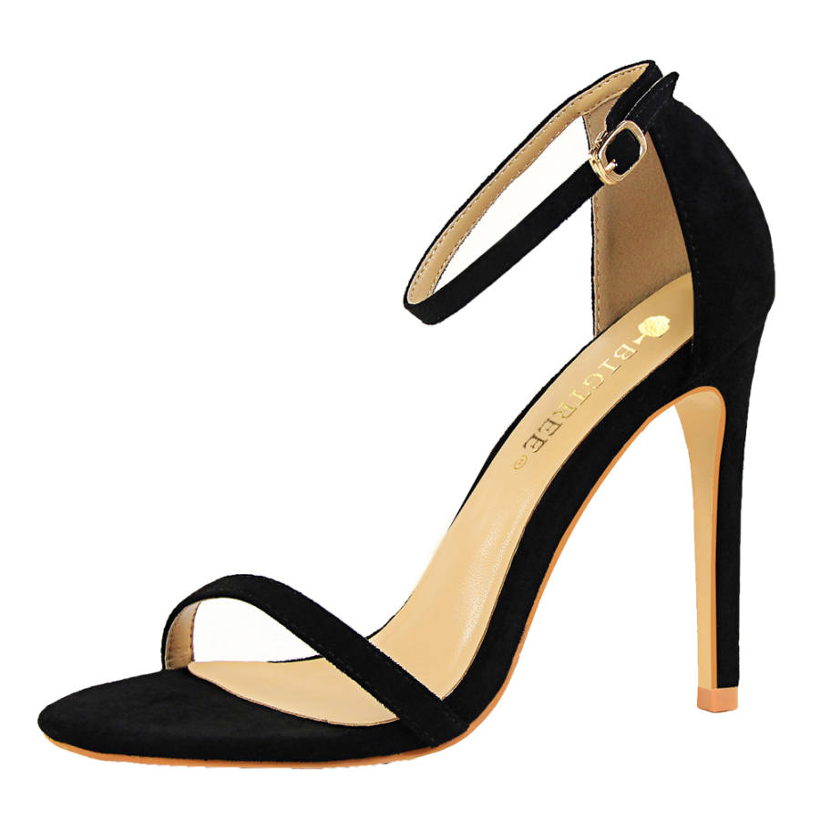 QITUMAUL Suede One Strap Sandals 11cm Women's
