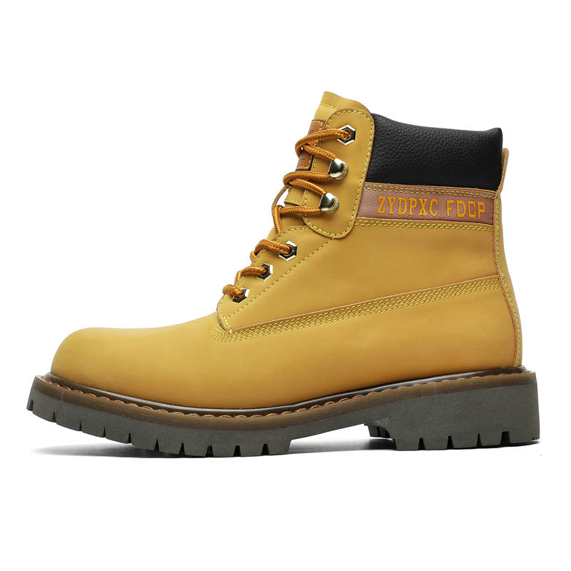 WEISHIBANGWEI WEISHIBANGWEI Microfiber Leather Short Combat Boots Men's Yellow