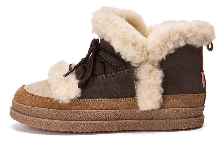 Joy&Mario Thermal Height Increasing Fleece Lined Shearling Platform Versatile Short Snow Boots Women's